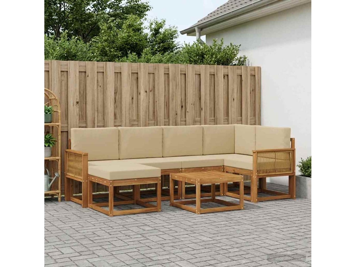 Vidaxl Conjunto De Sofás Para Exterior 7 Pcs Natural E Bege