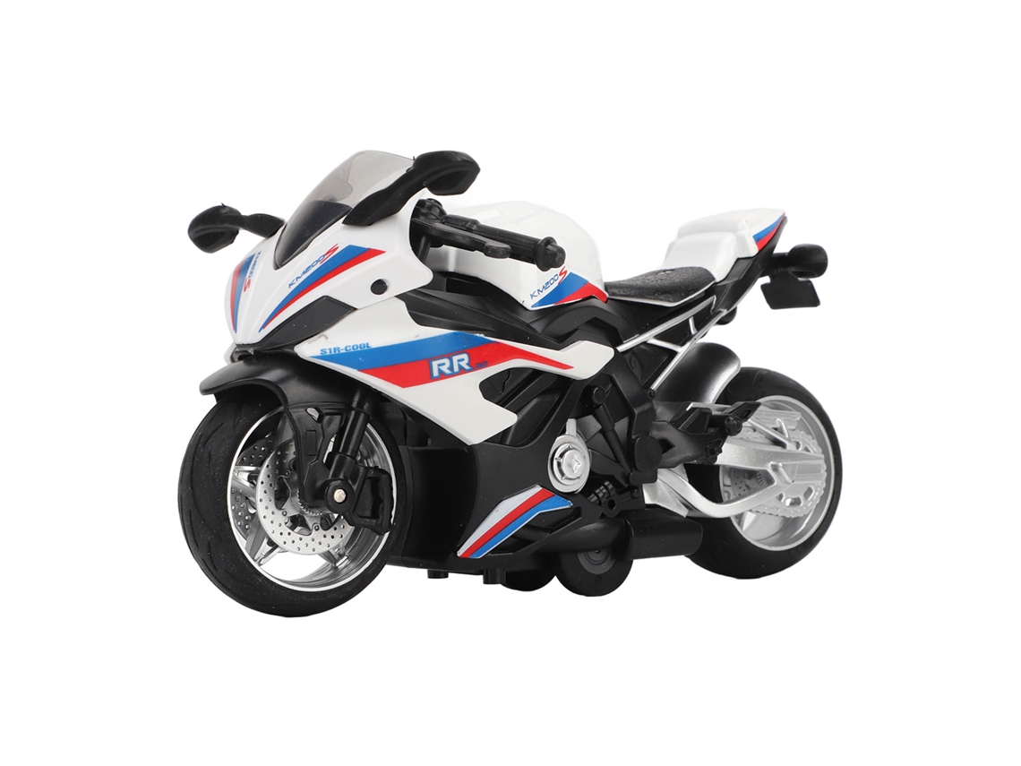 Mali brinquedo Motocicleta de Recuo Liga com Efeitos Sonoros e Luzes Alta Simulação Branco