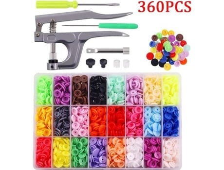 Conjunto De 360 T5 Botões De Pressão De Plástico Em 24 Cores Com Ferramenta De Alça De Metal, Botões De Pressão De Plástico Para Diy Arte Mingmei