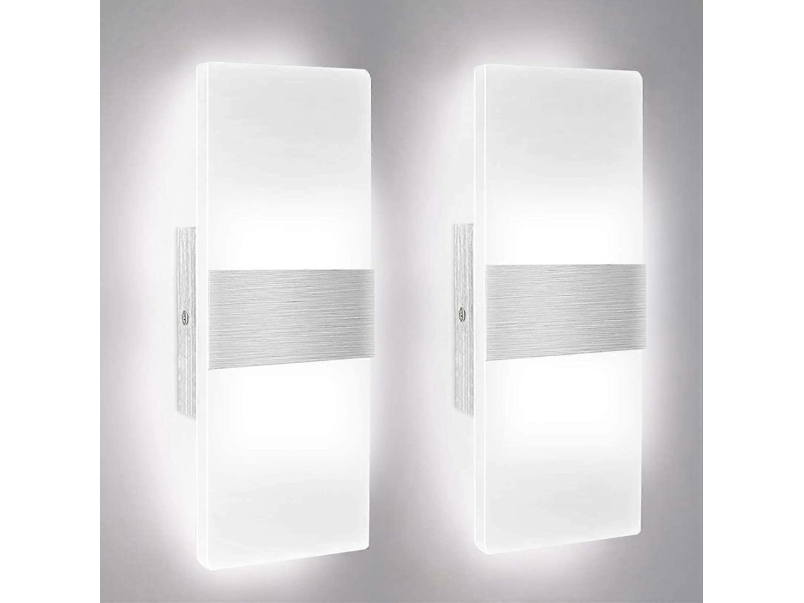 Rebe 2 Peças de Lâmpada de Parede Led Interior, 12w 6000k Branco Frio, Design Moderno, Aparato de Luz para Sala, Quarto, Corredor, Banheiro