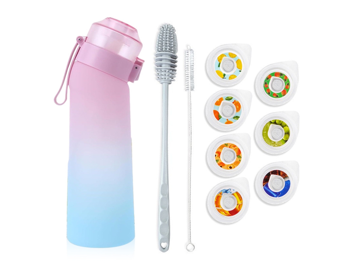 Garrafa De Água De Air 650ml Com 7 Cápsulas De Sabor Rosa Degradê Spqment