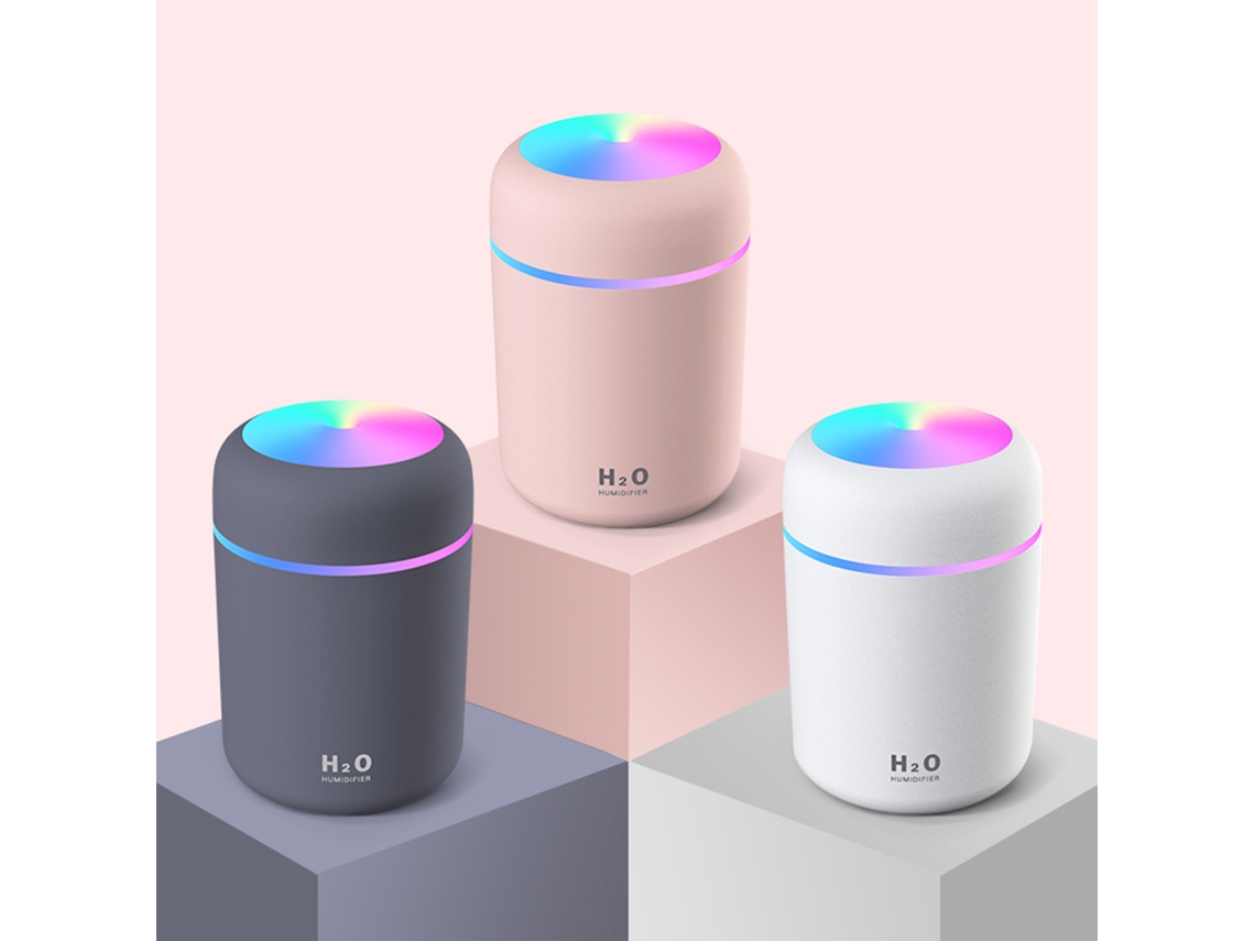 Umidificador de Neblina Portátil 300ml Usb Luz Noturna 2 Modos Auto desligamento para Quarto Carro Escritório