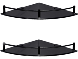 Conjunto De 2-prateleiras Flutuantes Canto Com Design Otimizado, Peças Em Vidro E Metal, Instalação Simples Para