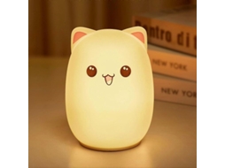 Lâmpada De Noite Gatinho Fofo Silicone Com Função De Timer 30 Minutos E Luz Colorida Para Crianças