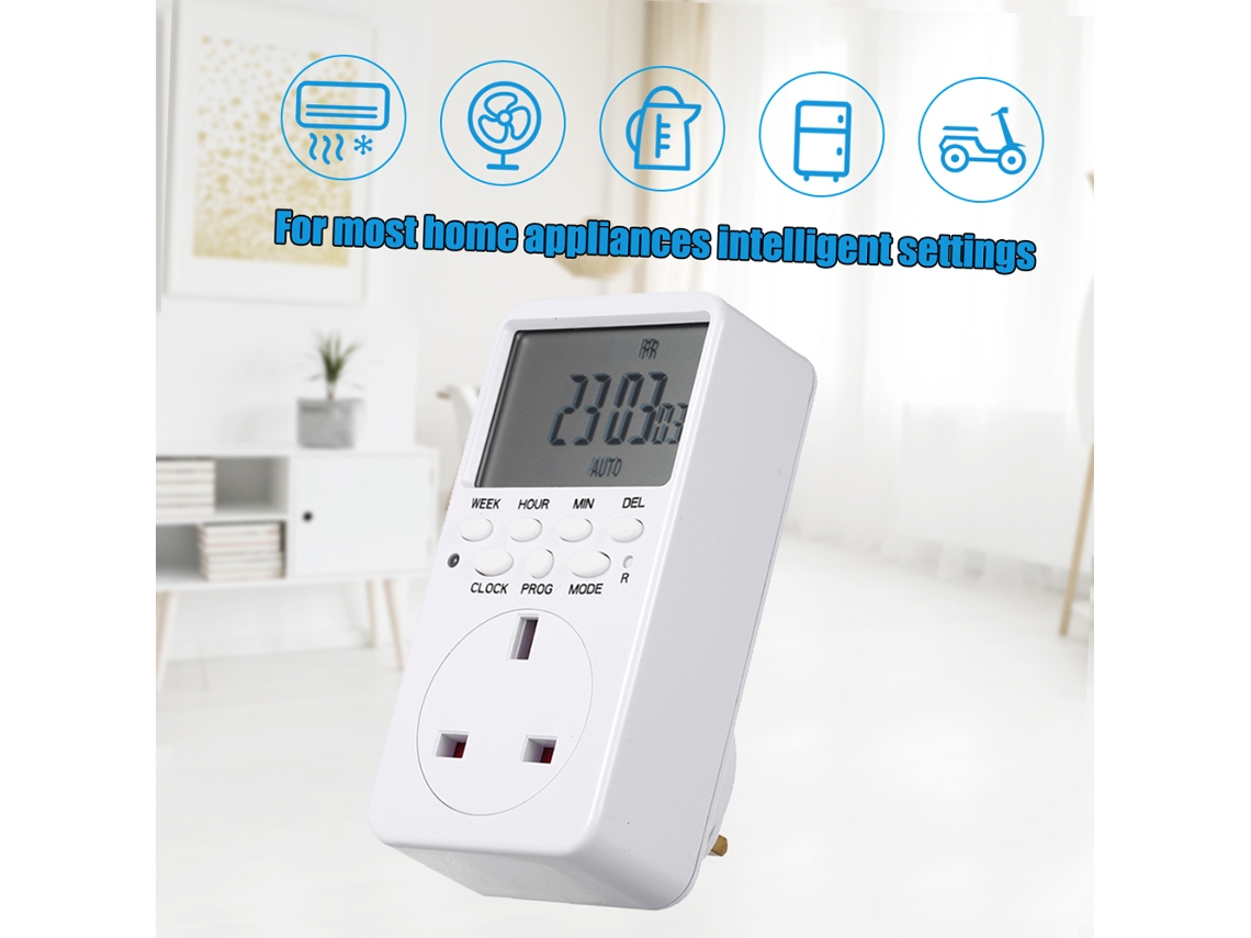 Interruptor Temporizador Digital Plug-in com Display LCD, Programável, Socket Inteligente | S/MARCA