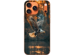 Capa Para Celular Compatível Com Apple Iphone 17 Pro Max. Estampa Com Águia Em Voo Sobre Águas Cristalinas Ao Pôr Do Sol, Perfeita Para Amantes De Ani