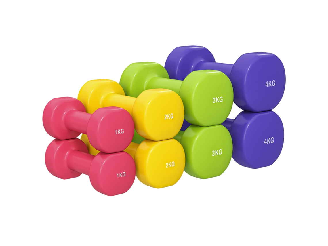 Halteres Hexagonais 8 Pares 4kg 3kg 2kg 1kg Multicolor Conjunto