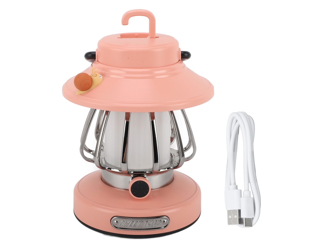 2026 lanterna de Camping Retrô Recarregável com Iluminação Regulável e 3 Temperaturas de Cor Rosa Portátil Luz de Emergência