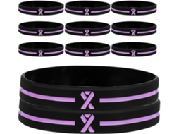 Pulseiras De Silicone Angoily Para Conscientização Sobre O Câncer Mama, Pretas, Tamanho Médio, Conjunto Com 30 Unidades