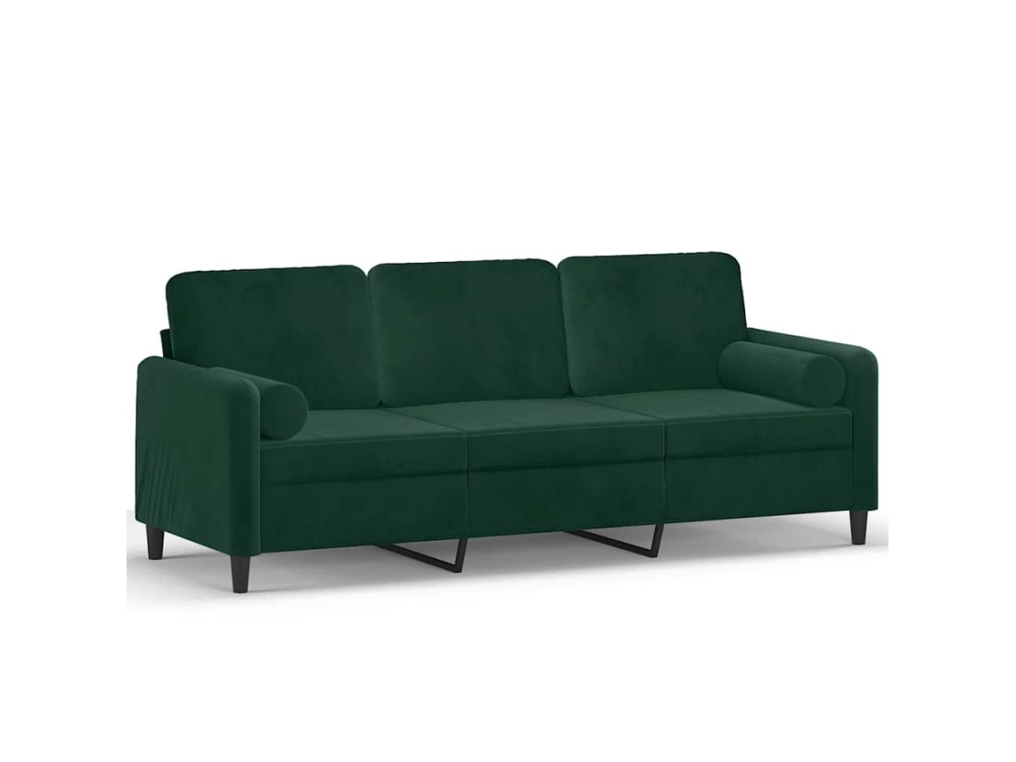 Maison Exclusive - Sofá 3 Lug. C/ Almofadas Decorativas 180 Cm Veludo Verde-escuro
