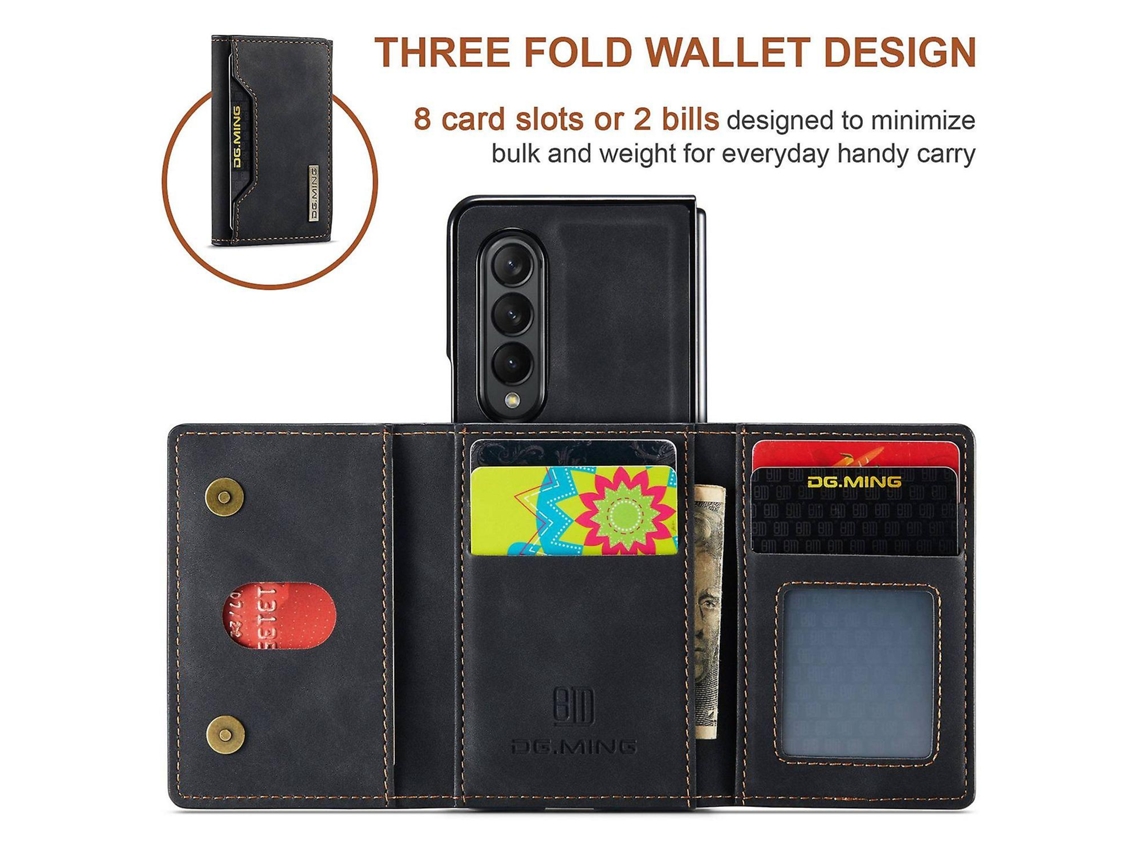 Capa Para Samsung Galaxy Z Fold4 5g Com Absorção De Absorção, Removível E Com Função Carteira, Além De Suporte Integrado.