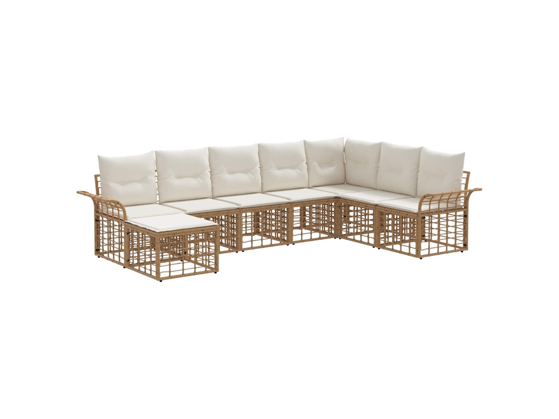 Maison Exclusive - Conjunto De Sofás Para Exterior 8 Unid. Natural E Branco Creme