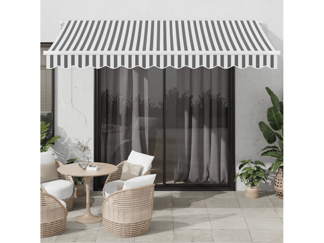 Vidaxl Toldo Retrátil Manual Com Luzes Led 350x250 Cm Antracite/branco
