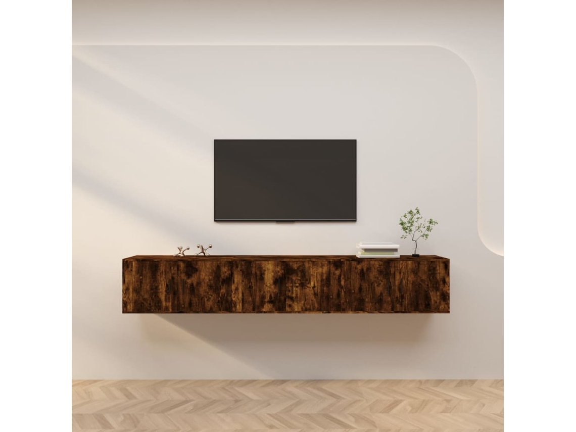 Pcs Móveis De Tv | Gabinete Tv | Armário Tv De Parede 80x34,5x40 Cm Carvalho Fumado