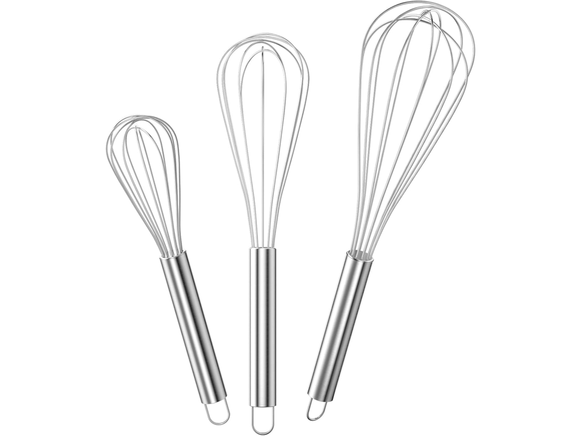 Batedor De Ovos Profissional Em Aço Inoxidável, Conjunto Com 3 Unidades, Incluindo Batedores De 21 Cm, 26 Cm E 29 Cm, Para Misturar E Bater