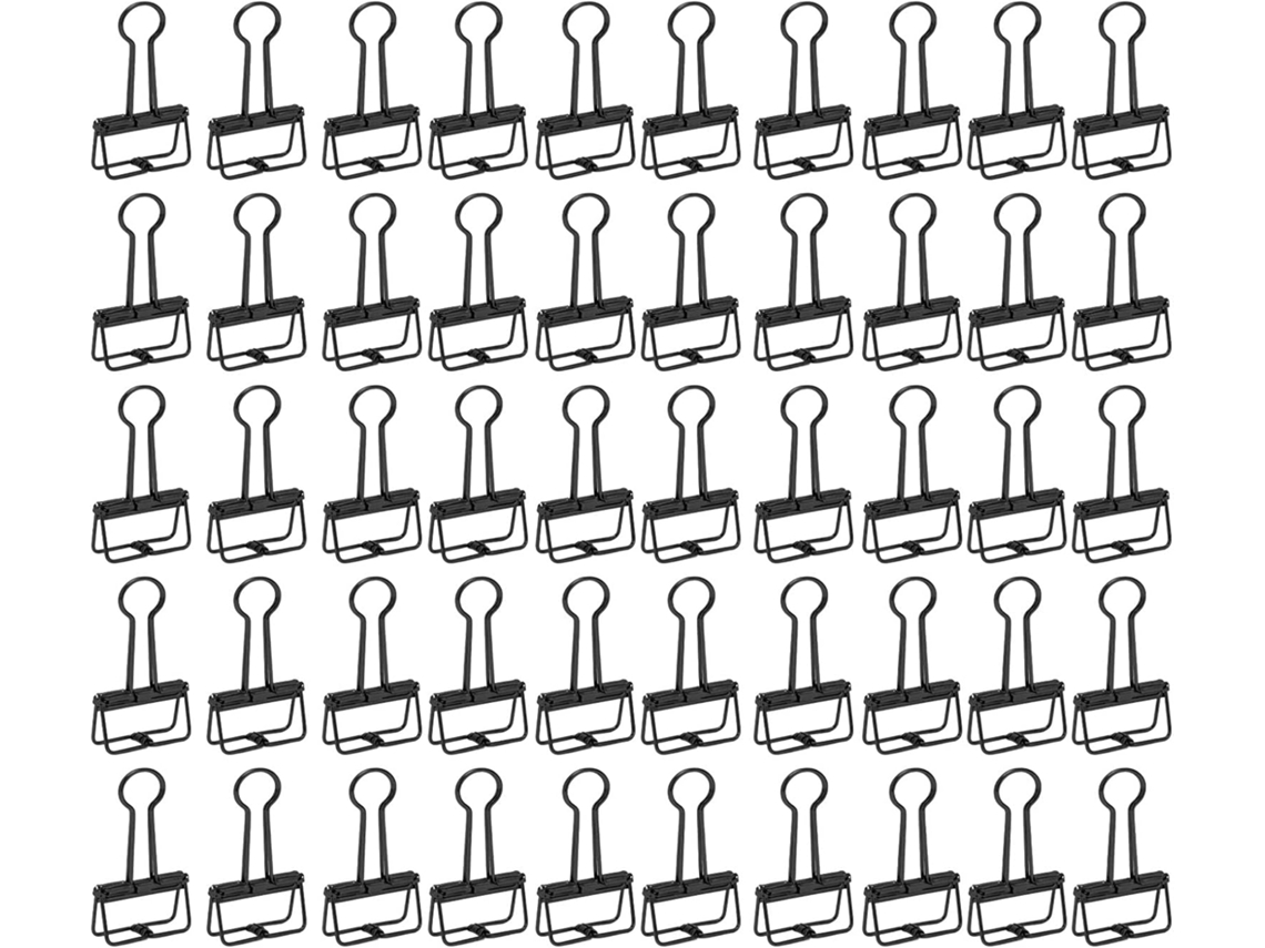 Clips De Papel Metálicos Ocos Organização Segura, 50 Unidades Preto
