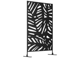 Biombo de 3 Painéis PONTOCASA, 122x198 cm, com suporte e design de folhas, Preto