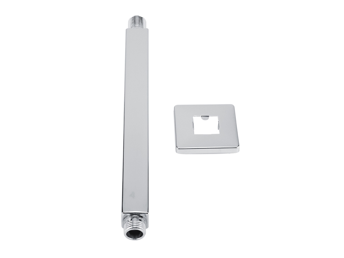 Braço de Chuveiro de Aço Inoxidável Quadrado Parede Teto 25cm G1/2 com Rosca Universal com S/MARCA