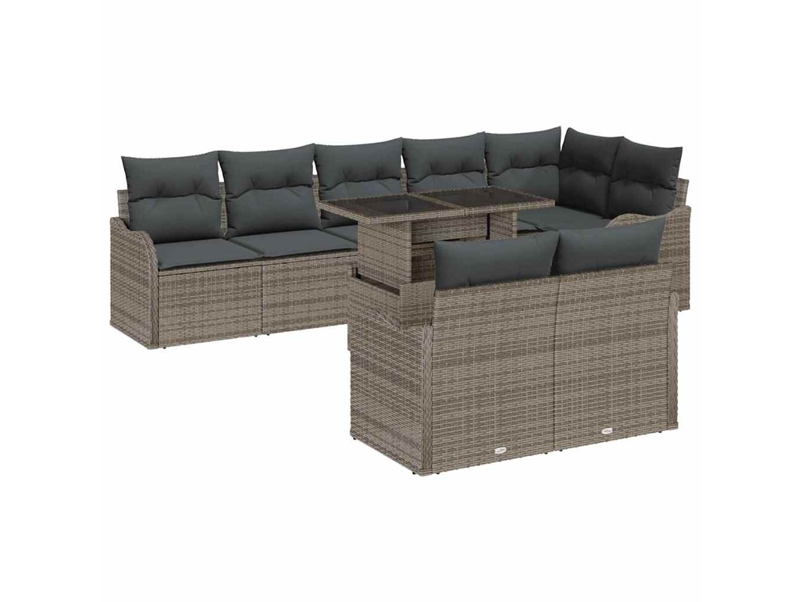 Vidaxl Conjunto De Sofá De Jardim 9 Unid. Cinzeto