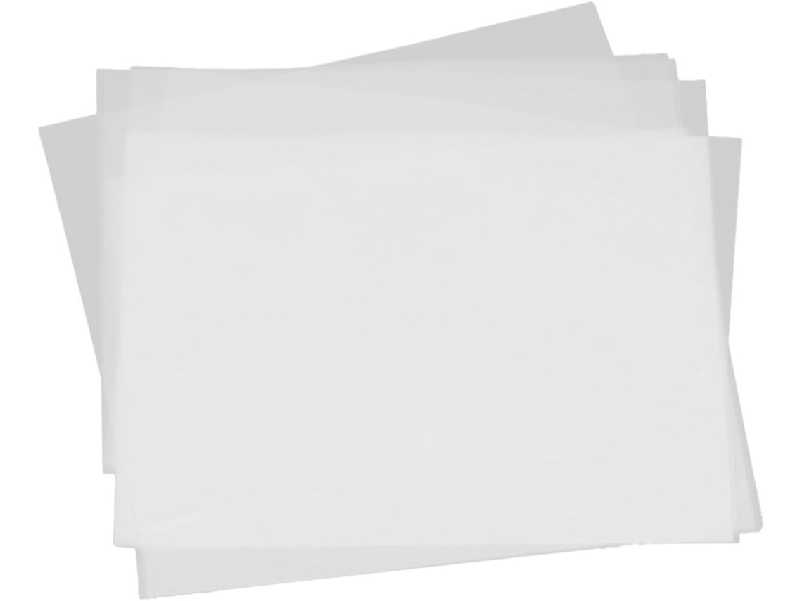 100 folhas de papel vegetal branco A4 para decalque e desenho.