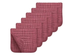 Toalha de Algodão YUNZII de Seis Camadas para Arrotar ou Regurgitação, pacote com 6 unidades 25x50cm, vermelho Rosado