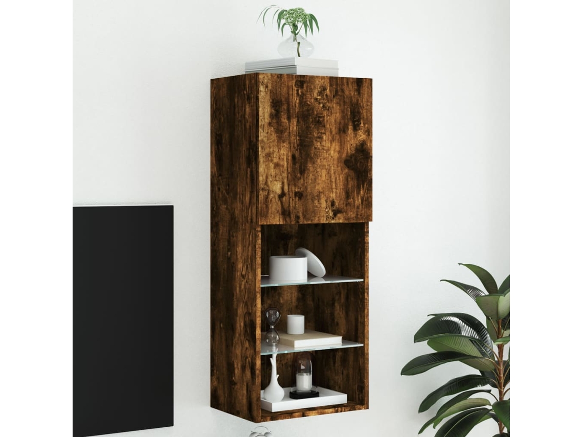 Vidaxl Móvel de Tv com Luzes Led 40,5x30x102 Cm Carvalho Fumado