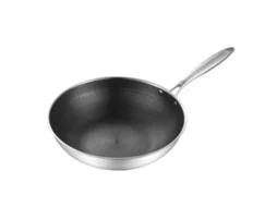 KOFIHETY Frigideira Wok De Aço Inoxidável Com Tampa, Dupla Face, Favo De Mel, 3 Camadas, Frigideira Antiaderente Para Cozinhar, Compatível Com Fogões Elétricos