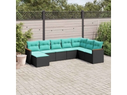 Vidaxl Conjunto De Sofá De Jardim Com 8 Peças E Almofadas Em Rattan Sintético Preto