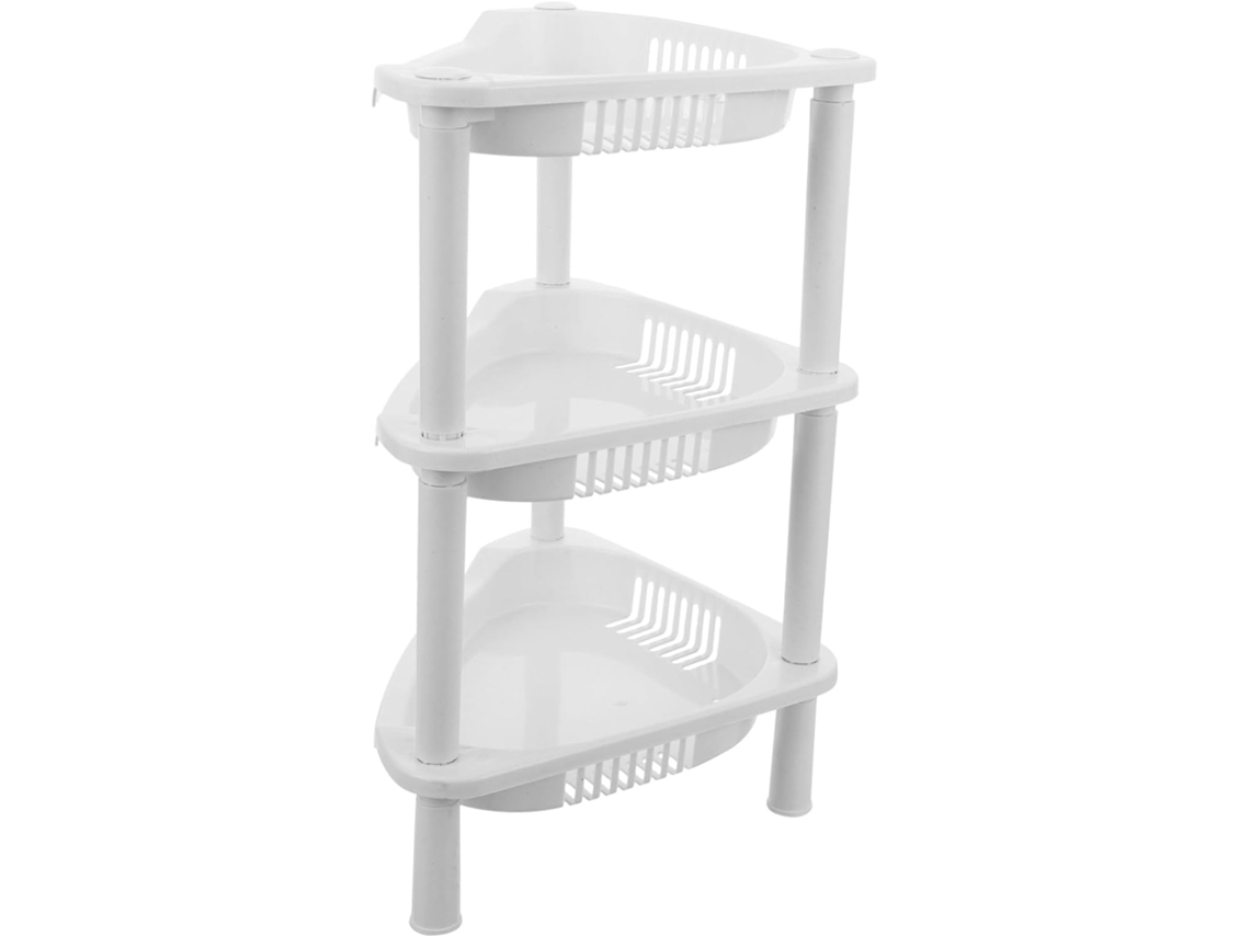 Prateleiras De Armazenamento 3 Níveis Em Plástico Branco Lioobo Com Design Fácil Limpar E Combinação Livre Para Banheiro