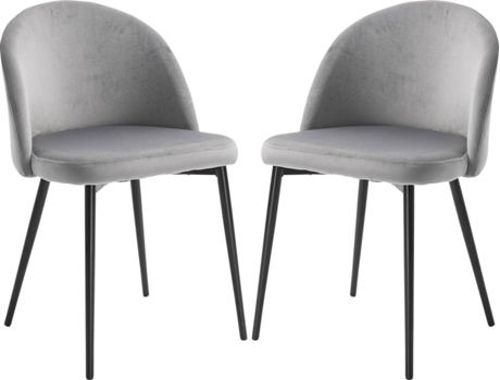 HOMCOM Conjunto de 2 cadeiras de jantar modernas estofadas 49x50 x 77cm Cinza