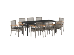 Conjunto 9 Conjunto De Jantar Para Jardim Vidaxl Cinzento Vime (200 X 80 X 73 Cm)