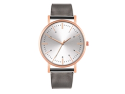 Reloj De Moda Para Parejas Con Correa De Malla Dial Redondo Cuarzo Unisex