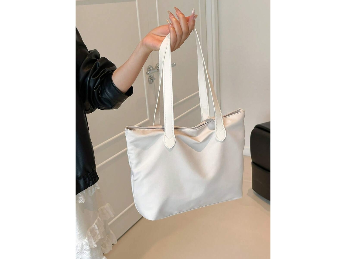 Bolsa AQUAFORGE Tote de Nylon, Moderna, Cor Sólida, Grande Capacidade, Ombro, Compras