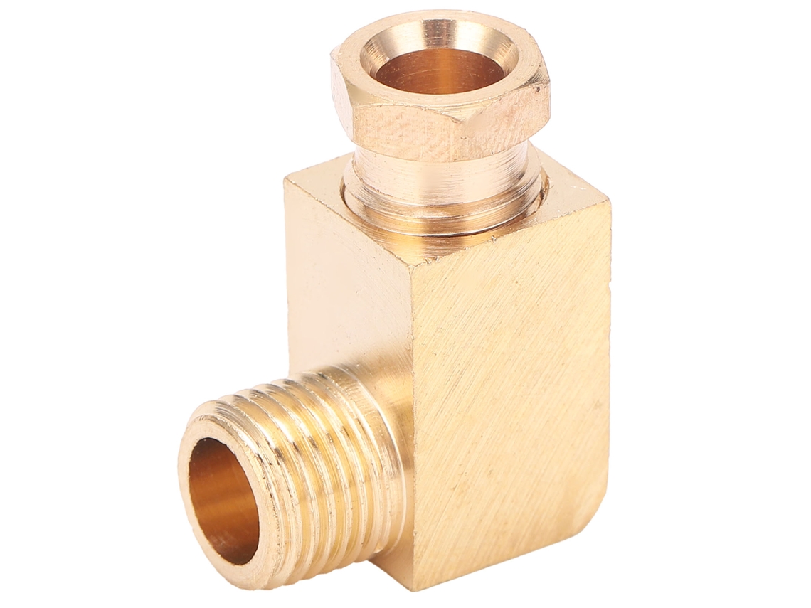 Conector de cotovelo de latão para tubos de óleo, bloco retangular, adaptador para conexões PL610.