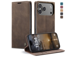 Capa Multifuncional Horizontal Flip Para Iphone 17 Pro Em Couro.