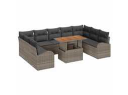 Maison Exclusive - Conjunto De Sofá De Jardim Com Almofada Manual 10 Pcs Cinzeto