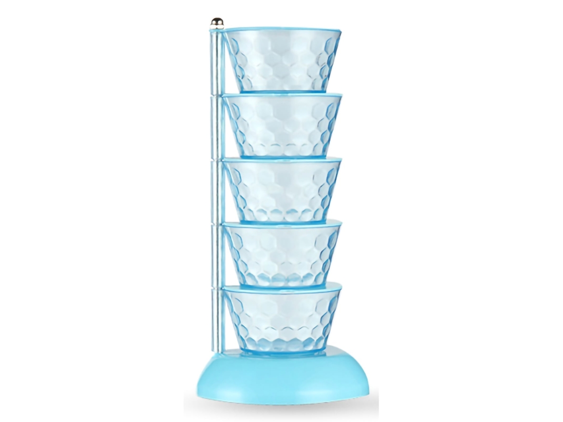 Caixa de Temperos LAXISCREED Rotativa 5 Camadas Azul