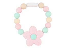 Primerox bracelete de Dentição para Bebê em Silicone com Pérolas Redondas e Flor Forma Brinquedo Mordedor