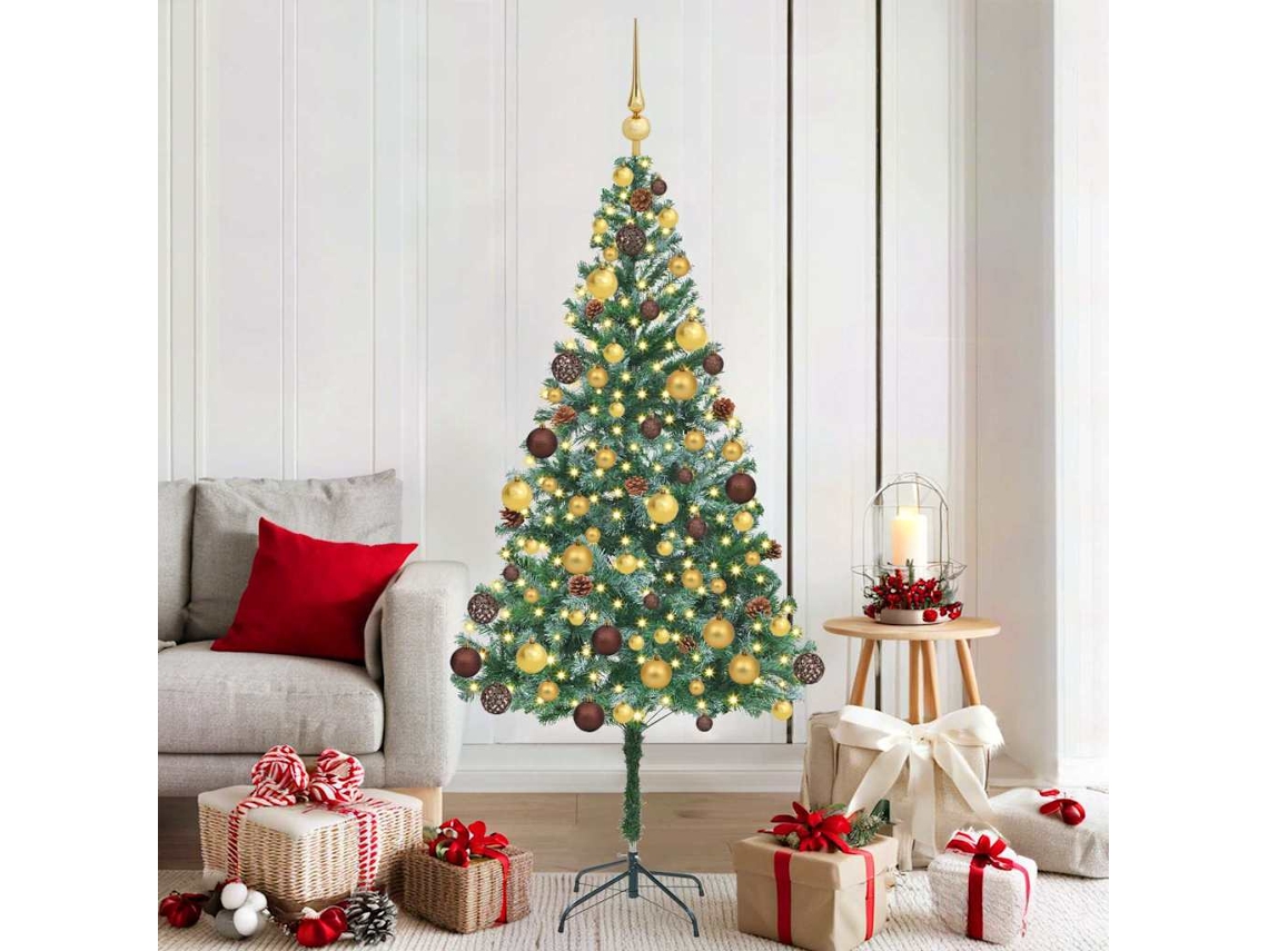 Vidaxl Árvore De Natal Artificial Com 300 Leds Verde 180 Cm Pvc E Aço