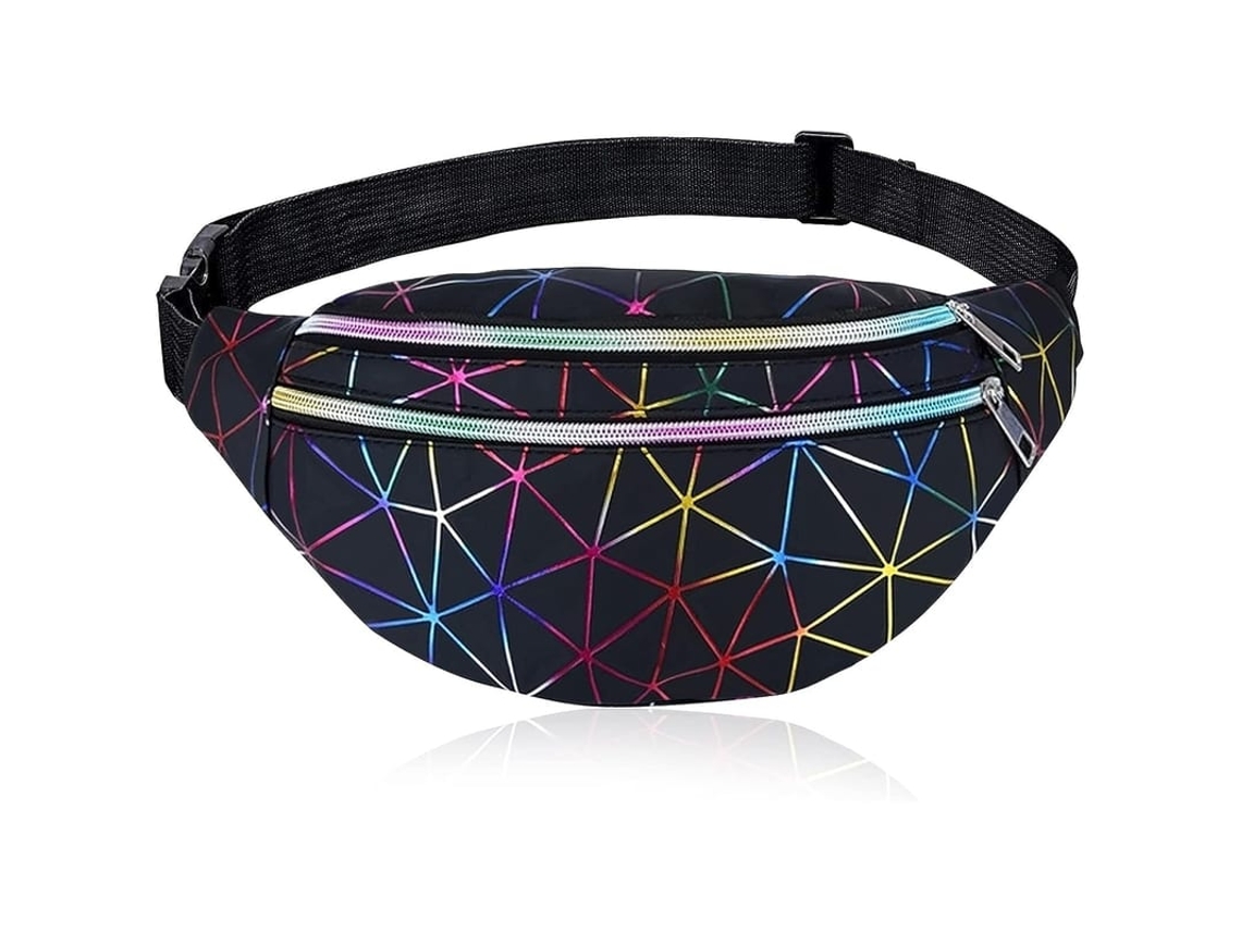 Bolsa Cintura Holográfica Impermeável, Mochila Torácica Laser Geométrica Colorida Para Viagem Esportes Festa Uso Diário
