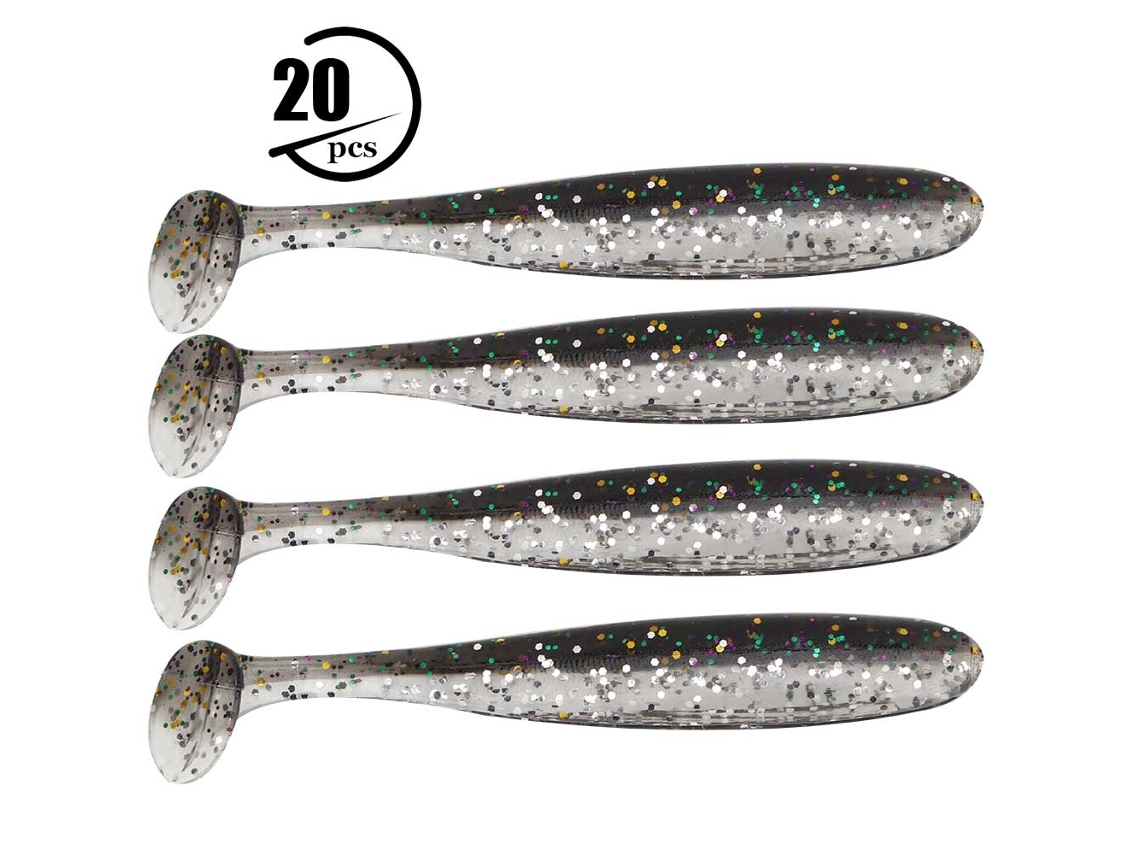 Iscas de Pesca de Plástico Macio 7.5cm Preto 20un