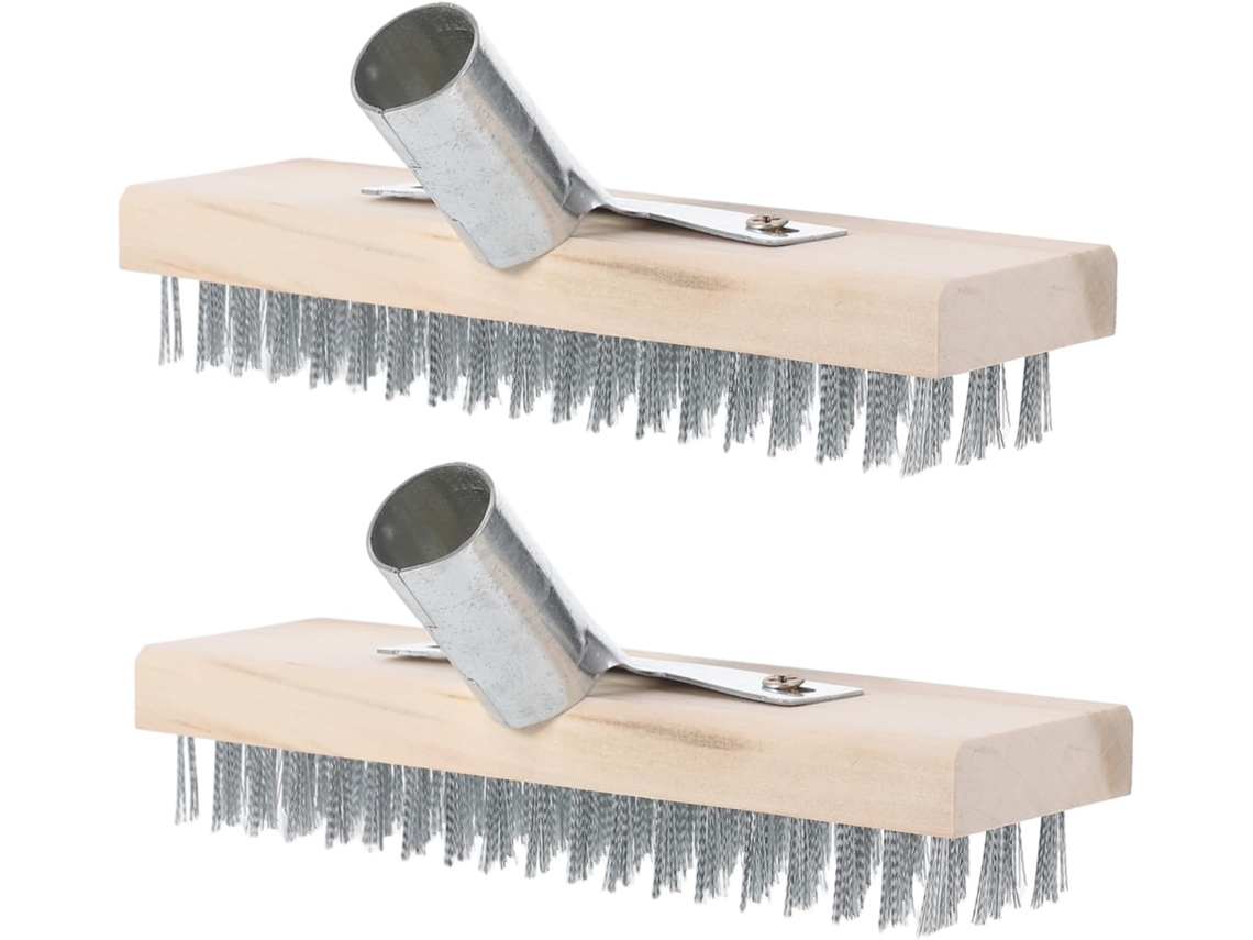 Conjunto de 2 cabeças de escova Stobaza para pisos de concreto, cerdas rígidas, limpeza com arame de aço | S/MARCA