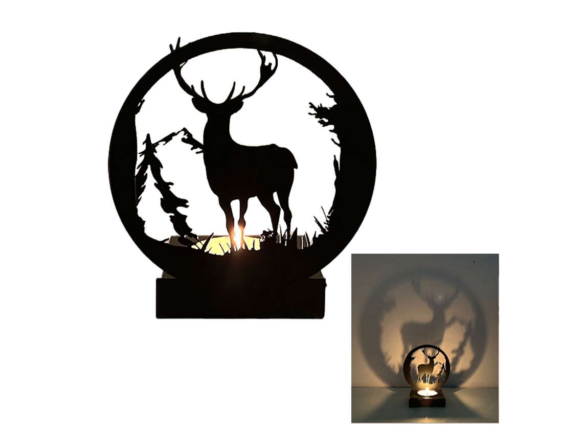 Porta velas de Veado Preto para Decoração de Parede