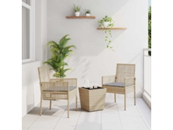 Vidaxl Conjunto Bistro De Jardim 3 Pcs Bege Vime Pe