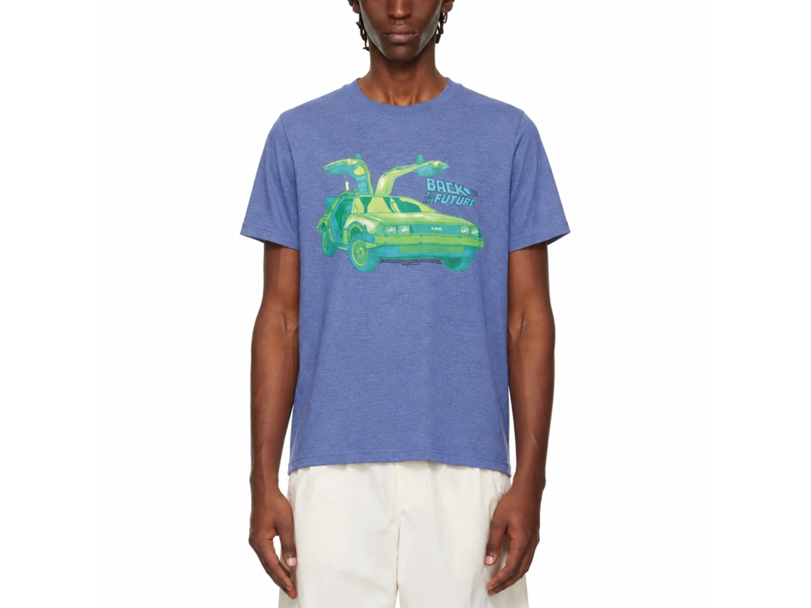 Rockinstone Back To The Future Movie Car Chillin Heather Light Blue Adult T-shirt Size:xxxl