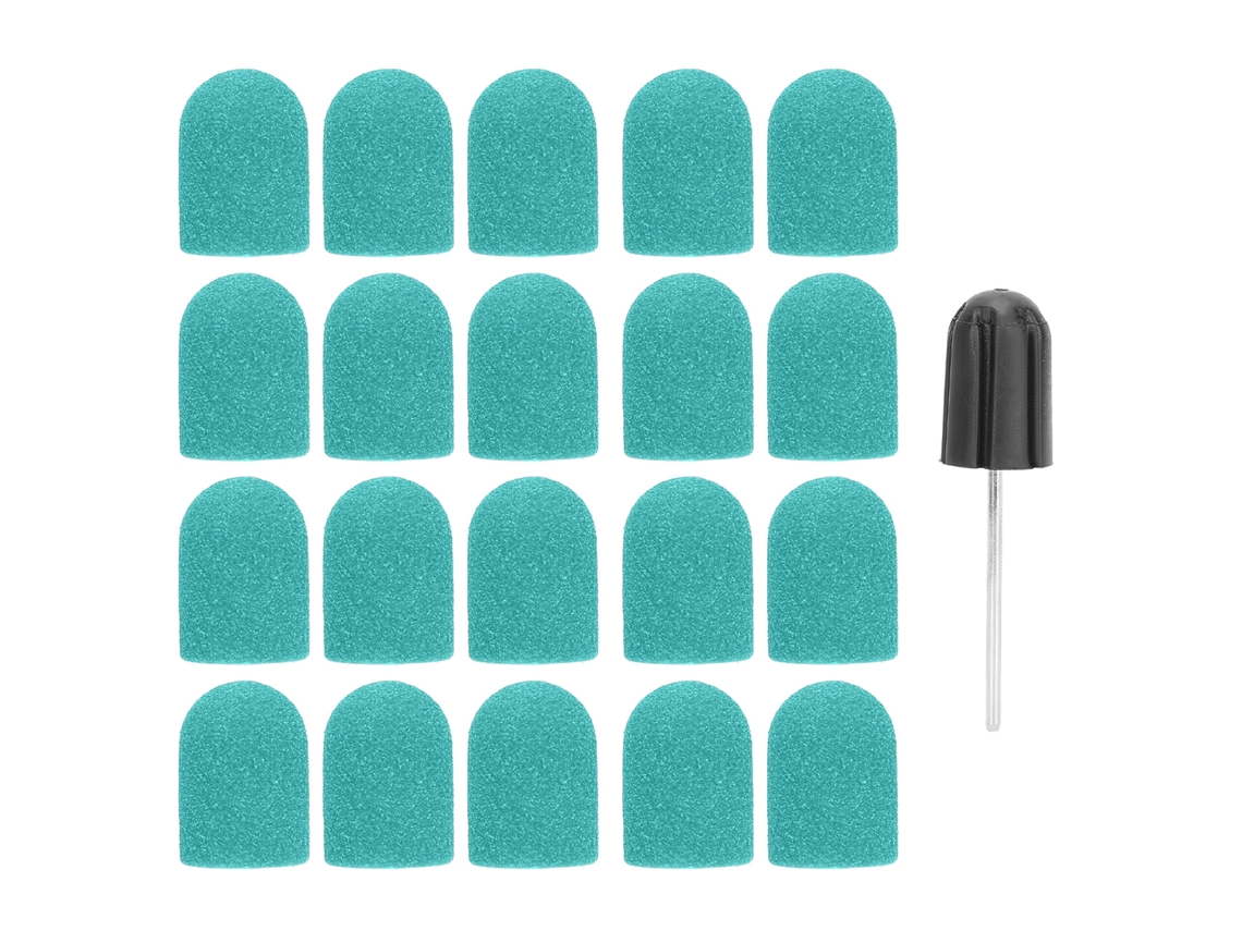 Conjunto De Cabeças De Lixamento Para Unhas Com 20 Capas E 1 Eixo Tamanho 16x25mm Cor Verde