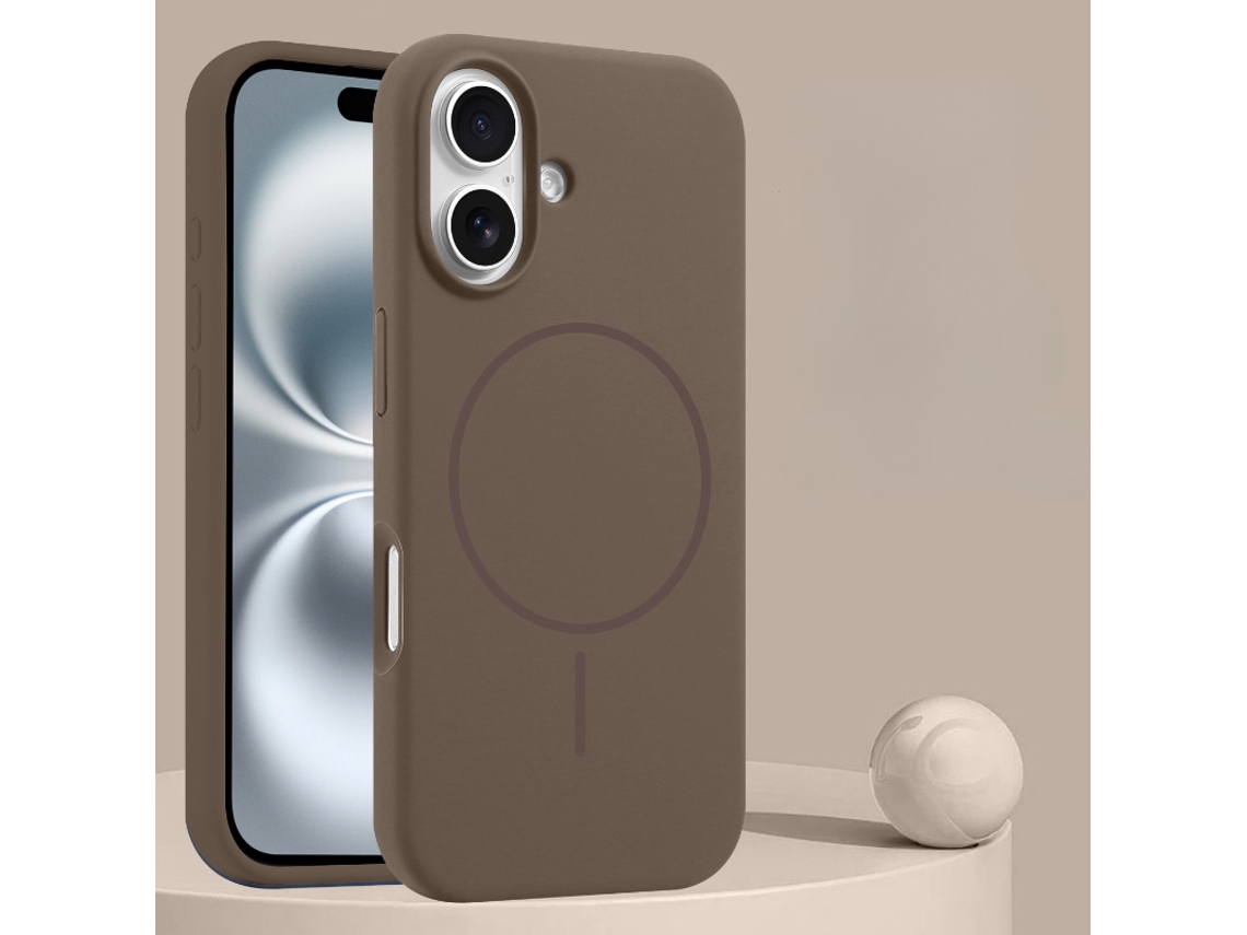 Capa Para Iphone 16 Plus Café Magnético De Silicone Spqment