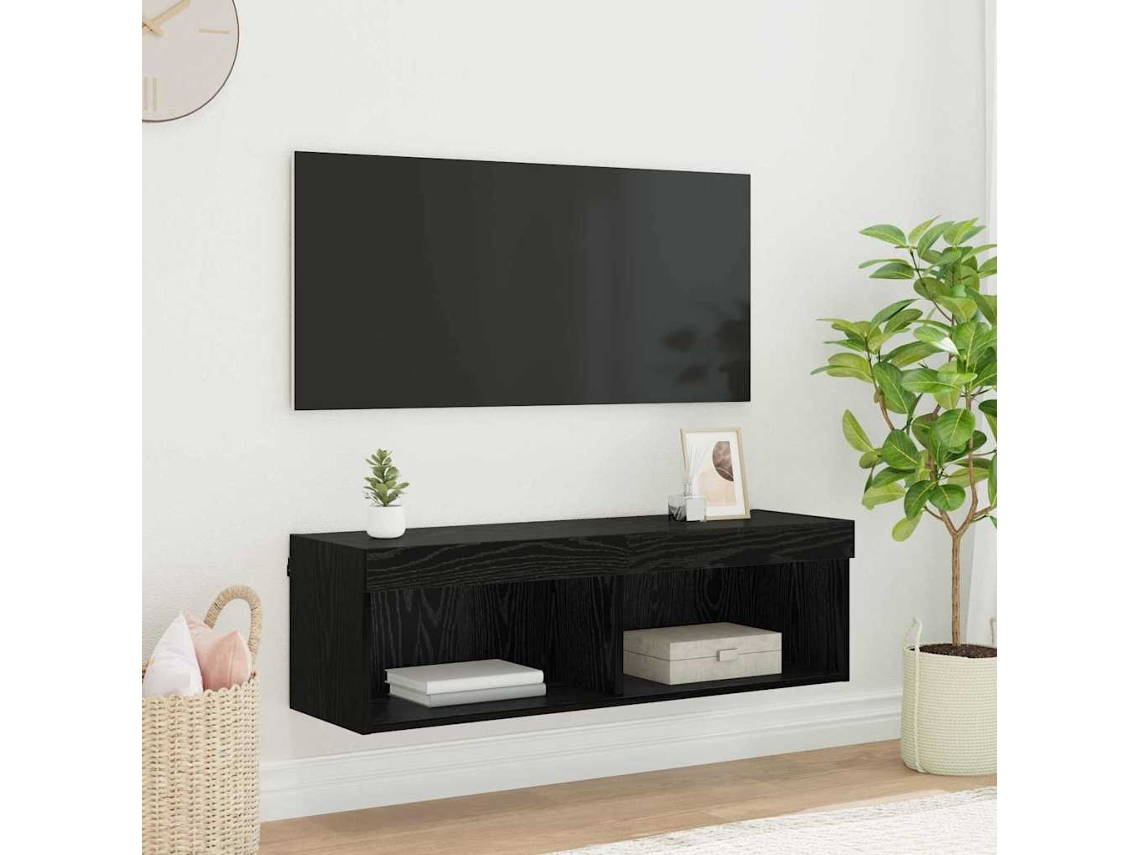 Vidaxl Armário De Tv De Parede 100 X 30 X 30 Cm Carvalho Preto