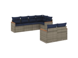 Conjunto de Sofá de Jardim, 7 Peças, Almofadas, Rattan Cinza MAISON EXCLUSIVE