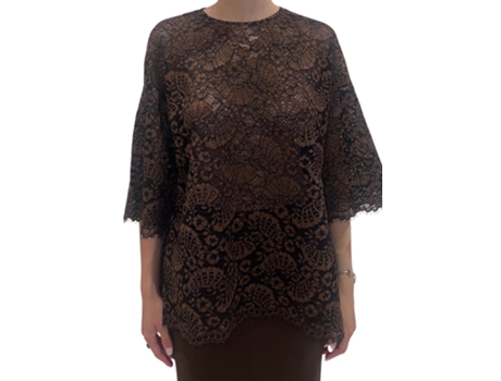 T-shirt De Mulher Pdr In Pizzo Nylon Castanho (i)